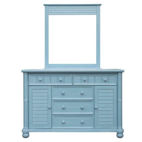 Sunset Trading Cool Breeze 5 Piece Twin Bedroom Set | Beach Blue | Fully Assembled Nightstand w Baskets, Dresser, Chest of Drawers CF-1703-0156-T5P - Bedroom Depot USA