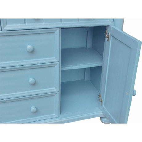 Sunset Trading Cool Breeze Dresser and Mirror | 5 Drawers 2 Cabinets | Beach Blue Wood | Fully Assembled CF-1730_34-0156 - Bedroom Depot USA