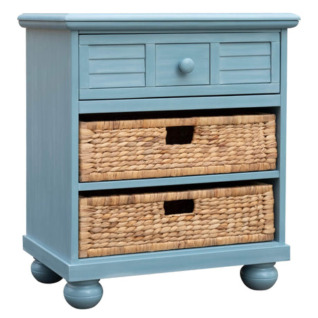 Sunset Trading Cool Breeze Nightstand | 2 Shelf Baskets Drawer | End Table | Beach Blue | Fully Assembled CF-1737-0156 - Bedroom Depot USA