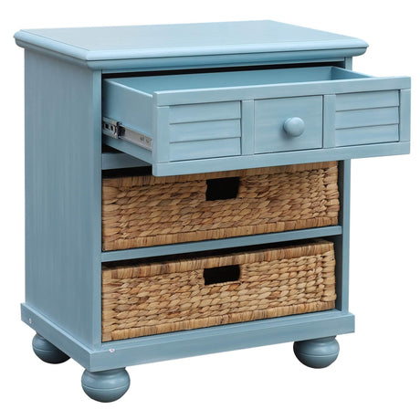 Sunset Trading Cool Breeze Nightstand | 2 Shelf Baskets Drawer | End Table | Beach Blue | Fully Assembled CF-1737-0156 - Bedroom Depot USA