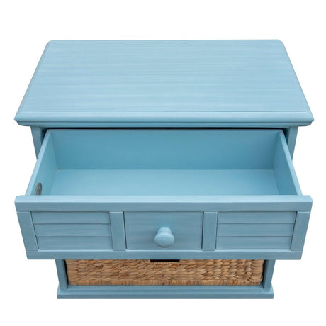 Sunset Trading Cool Breeze Nightstand | 2 Shelf Baskets Drawer | End Table | Beach Blue | Fully Assembled CF-1737-0156 - Bedroom Depot USA