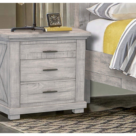 Sunset Trading Crossing Barn 3 Drawer Bedroom Nightstand | Gray Acacia Wood CF-4136-0786 - Bedroom Depot USA