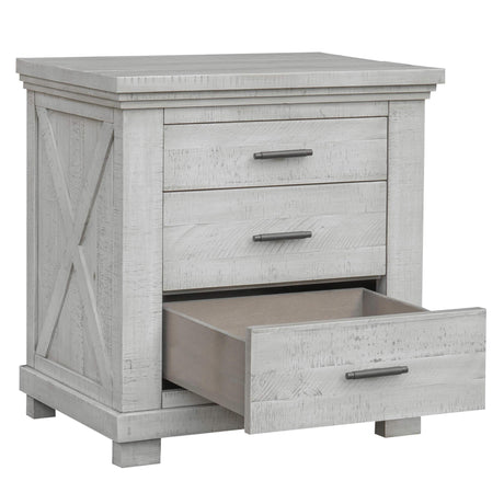 Sunset Trading Crossing Barn 3 Drawer Bedroom Nightstand | Gray Acacia Wood CF-4136-0786 - Bedroom Depot USA