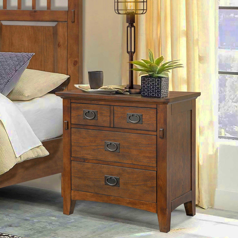 Sunset Trading Mission Bay 3 Drawer Nightstand | Amish Brown Solid Wood | Fully Assembled End Side Table CF-4936-0877 - Bedroom Depot USA