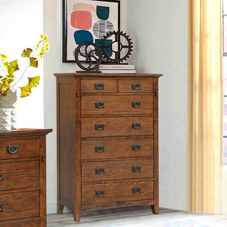 Sunset Trading Mission Bay 6 Drawer Bedroom Chest | Amish Brown Solid Wood | Fully Assembled Vertical Dresser CF-4941-0877 - Bedroom Depot USA