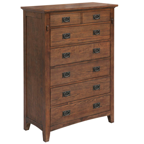 Sunset Trading Mission Bay 6 Drawer Bedroom Chest | Amish Brown Solid Wood | Fully Assembled Vertical Dresser CF-4941-0877 - Bedroom Depot USA