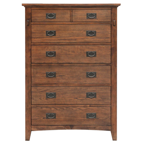 Sunset Trading Mission Bay 6 Drawer Bedroom Chest | Amish Brown Solid Wood | Fully Assembled Vertical Dresser CF-4941-0877 - Bedroom Depot USA