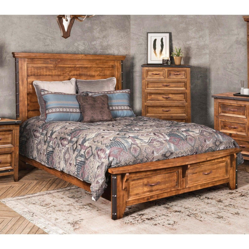 Sunset Trading Rustic City Queen Size Headboard | Industrial Metal Accents HH-4365-002 - Bedroom Depot USA