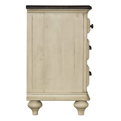 Sunset Trading Shades of Sand 3 Drawer Nightstand | Cream/Walnut Brown Solid Wood CF-2336-0490 - Bedroom Depot USA