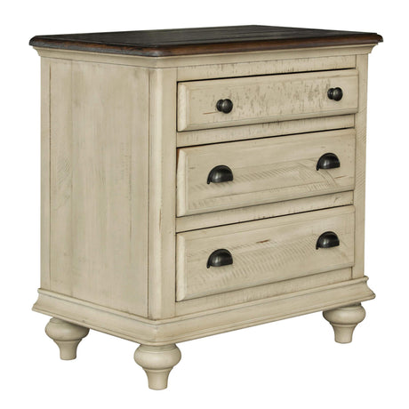 Sunset Trading Shades of Sand 3 Drawer Nightstand | Cream/Walnut Brown Solid Wood CF-2336-0490 - Bedroom Depot USA