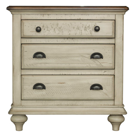 Sunset Trading Shades of Sand 3 Drawer Nightstand | Cream/Walnut Brown Solid Wood CF-2336-0490 - Bedroom Depot USA