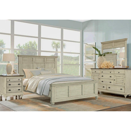 Sunset Trading Shades of Sand 5 Piece King Bedroom Set | Cream/Walnut Brown Solid Wood CF-2302-0489-K-5PC - Bedroom Depot USA
