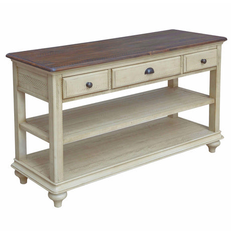 Sunset Trading Shades of Sand Console Sofa Table | Cream/Walnut Brown Solid Wood CF-2392-0490 - Bedroom Depot USA