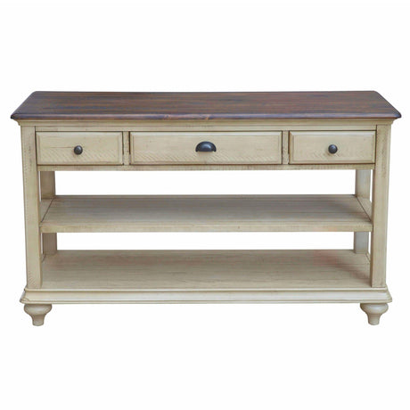 Sunset Trading Shades of Sand Console Sofa Table | Cream/Walnut Brown Solid Wood CF-2392-0490 - Bedroom Depot USA