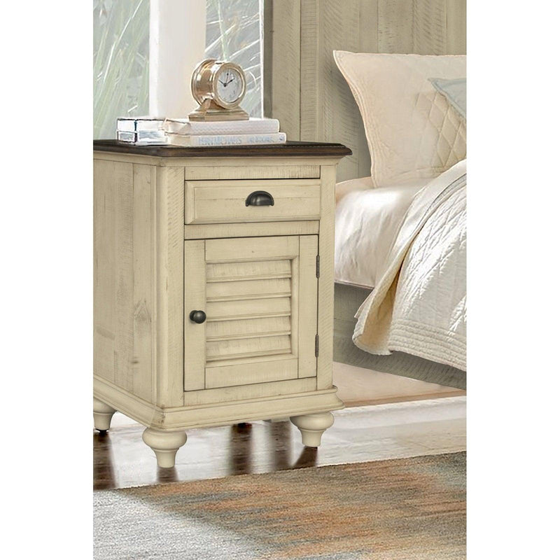 Sunset Trading Shades of Sand Nightstand | Narrow | Drawer | Cabinet | Cream/Walnut Brown Solid Wood CF-2338-0490 - Bedroom Depot USA