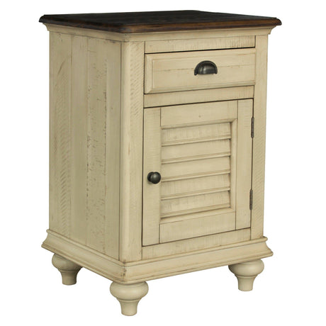 Sunset Trading Shades of Sand Nightstand | Narrow | Drawer | Cabinet | Cream/Walnut Brown Solid Wood CF-2338-0490 - Bedroom Depot USA