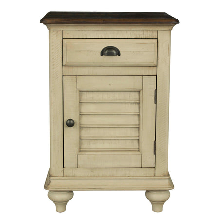 Sunset Trading Shades of Sand Nightstand | Narrow | Drawer | Cabinet | Cream/Walnut Brown Solid Wood CF-2338-0490 - Bedroom Depot USA