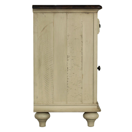 Sunset Trading Shades of Sand Nightstand | Narrow | Drawer | Cabinet | Cream/Walnut Brown Solid Wood CF-2338-0490 - Bedroom Depot USA