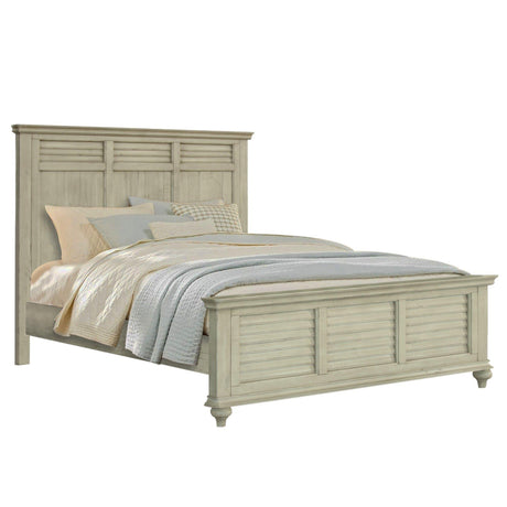 Sunset Trading Shades of Sand Queen Bed | Cream/Walnut Brown Solid Wood CF-2301-0489-QB - Bedroom Depot USA