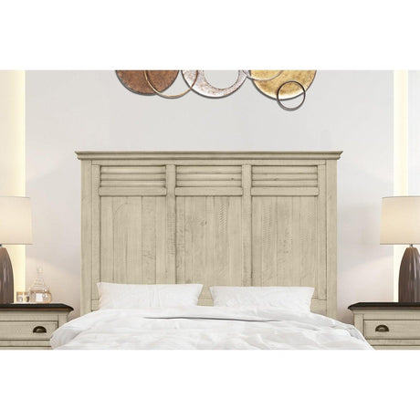 Sunset Trading Shades of Sand Queen Bed | Cream/Walnut Brown Solid Wood CF-2301-0489-QB - Bedroom Depot USA