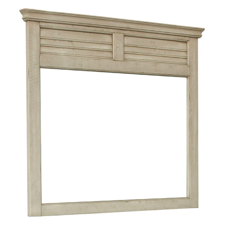 Sunset Trading Shades of Sand Shutter Mirror | Cream/Walnut Brown Solid Wood CF-2334-0489 - Bedroom Depot USA