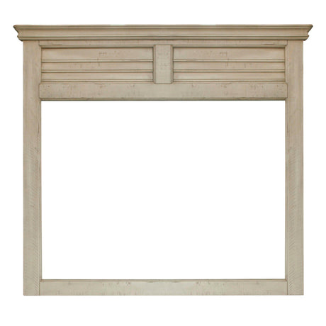 Sunset Trading Shades of Sand Shutter Mirror | Cream/Walnut Brown Solid Wood CF-2334-0489 - Bedroom Depot USA