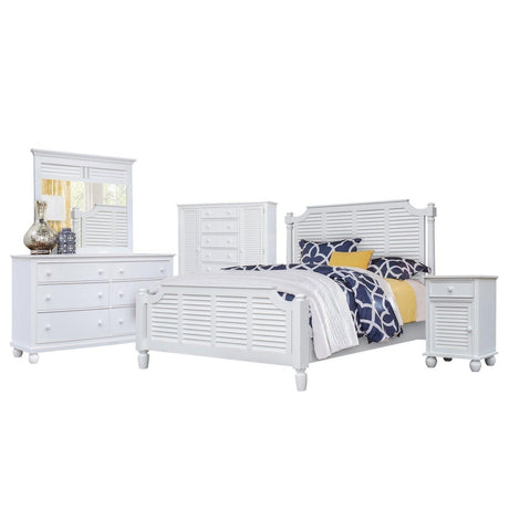 Sunset Trading White Shutter Wood 5 Piece King Bedroom Set CF-1106-0150-K5P - Bedroom Depot USA