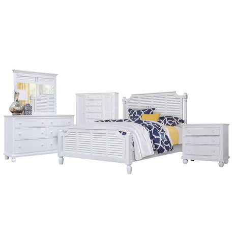 Sunset Trading White Shutter Wood 5 Piece Queen Bedroom Set CF-1105-0150-36-Q5P - Bedroom Depot USA