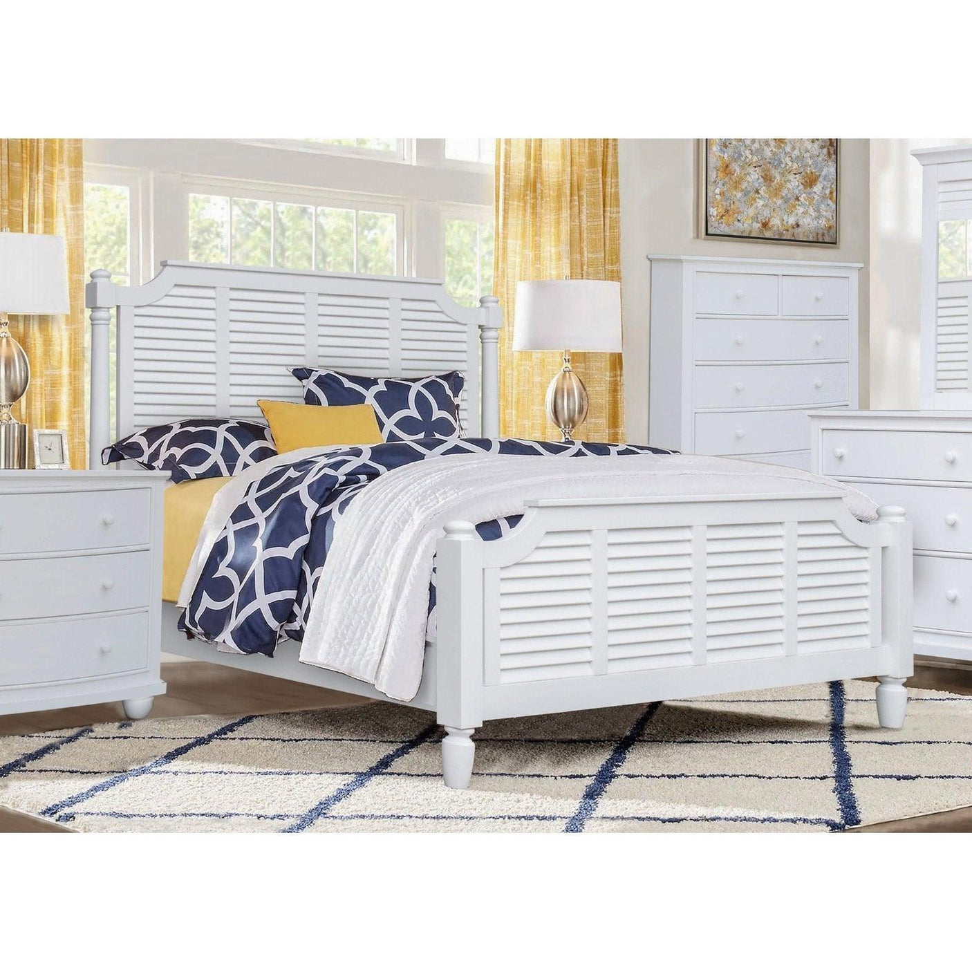 Sunset Trading White Shutter Wood King Bed CF-1106-0150-KB - Bedroom Depot USA