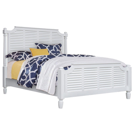 Sunset Trading White Shutter Wood Queen Bed | Coastal Queensize Bedroom Furniture CF-1105-0150-QB - Bedroom Depot USA