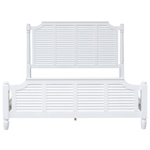 Sunset Trading White Shutter Wood Queen Bed | Coastal Queensize Bedroom Furniture CF-1105-0150-QB - Bedroom Depot USA