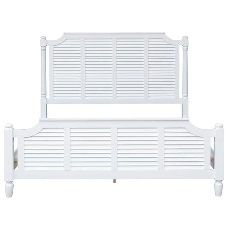 Sunset Trading White Shutter Wood Queen Bed | Coastal Queensize Bedroom Furniture CF-1105-0150-QB - Bedroom Depot USA