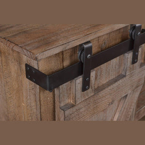 Sunset Trading Stowe Barn Door Console | Media Cabinet | TV Stand | Rustic Gray Solid Wood HH-2115-060 - Bedroom Depot USA