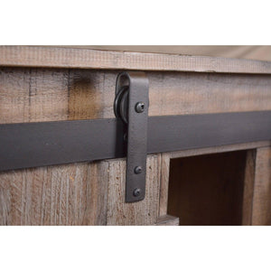 Sunset Trading Stowe Barn Door Console | Media Cabinet | TV Stand | Rustic Gray Solid Wood HH-2115-060 - Bedroom Depot USA