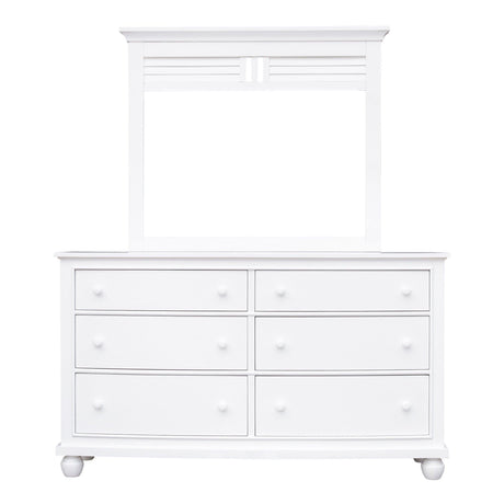 Sunset Trading White Shutter Wood 6 Drawer Double Dresser with Mirror CF-1130_34-0150 - Bedroom Depot USA