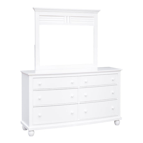 Sunset Trading White Shutter Wood 6 Drawer Double Dresser with Mirror CF-1130_34-0150 - Bedroom Depot USA