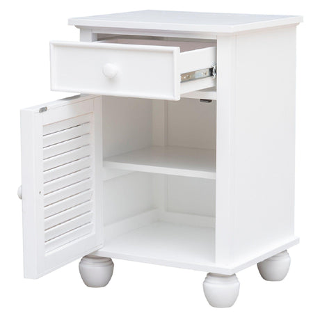 Sunset Trading White Shutter Wood Nightstand CF-1137-0150 - Bedroom Depot USA