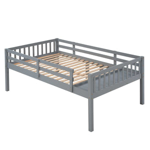 Triple Bunk Bed, Full Over Twin-Twin, Drawers & Nightstand, Gray