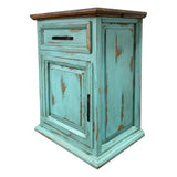 Traditional Small Rustic Nightstand Oldie Turquoise