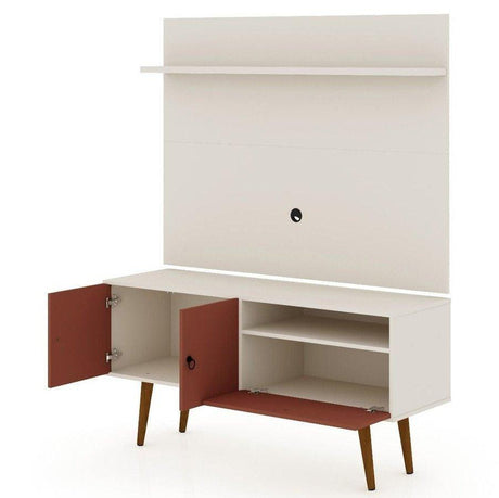 Manhattan Comfort Tribeca 53.94 Mid-Century Modern TV Stand and Panel with Media and Display Shelves - Bedroom Depot USA