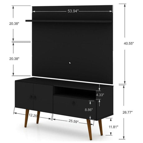 Manhattan Comfort Tribeca 53.94 Mid-Century Modern TV Stand and Panel with Media and Display Shelves - Bedroom Depot USA