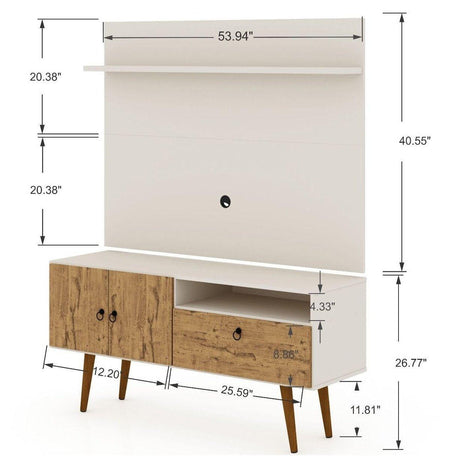 Manhattan Comfort Tribeca 53.94 Mid-Century Modern TV Stand and Panel with Media and Display Shelves - Bedroom Depot USA