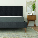 Twin memory foam mattress with edge support on modern black bed frame, bedroom setting