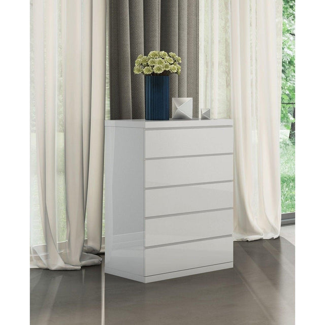 Whiteline Anna Chest of Drawers, White CD1207-WHT - Bedroom Depot USA