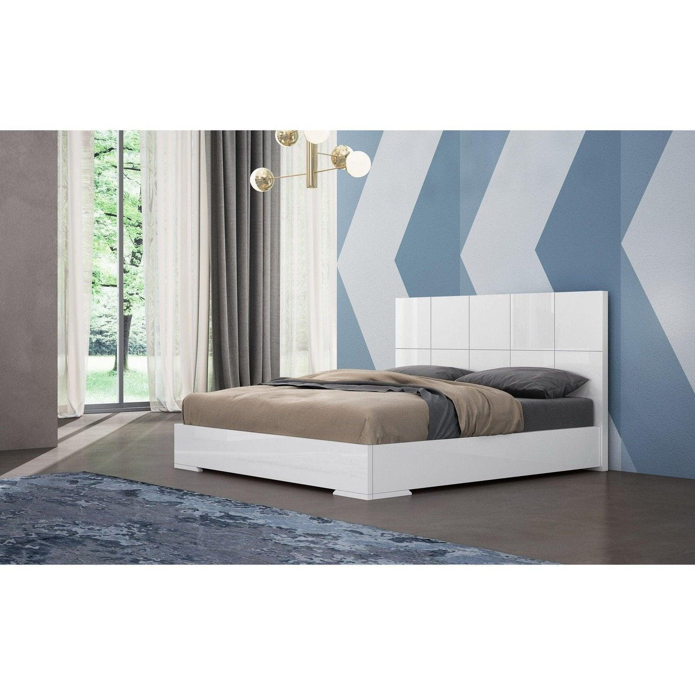 Whiteline Anna King Bed, White BK1207-WHT - Bedroom Depot USA