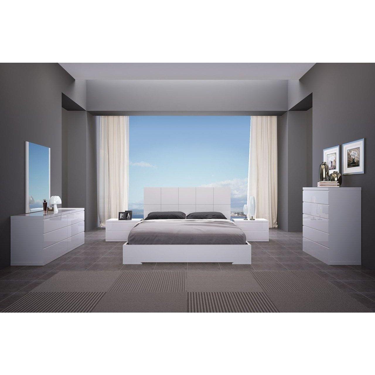 Whiteline Anna King Bed, White BK1207-WHT - Bedroom Depot USA