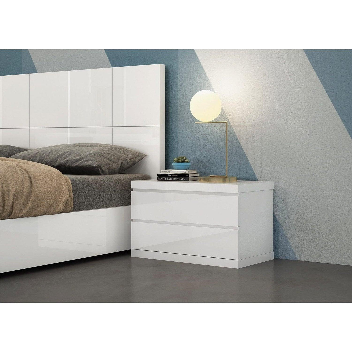 Whiteline Anna Large Nightstand, White NS1207L-WHT - Bedroom Depot USA