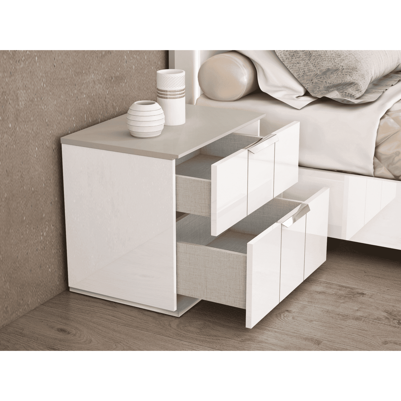 Whiteline Daisy Nightstand NS1723-WHT - Bedroom Depot USA