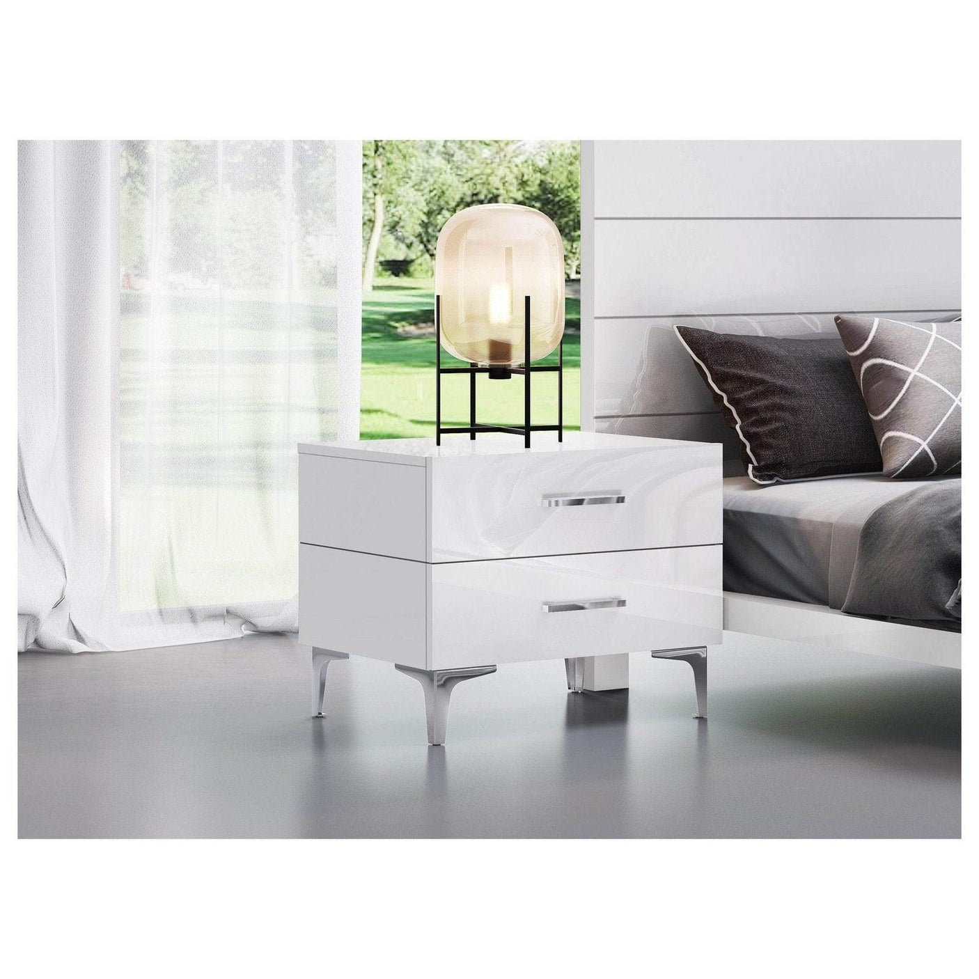 Whiteline Diva Nightstand NS1345-WHT - Bedroom Depot USA