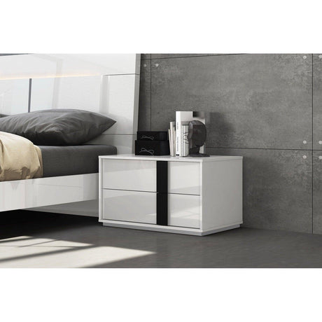 Whiteline Kimberly Large Nightstand NS1617L-WHT/BLK - Bedroom Depot USA